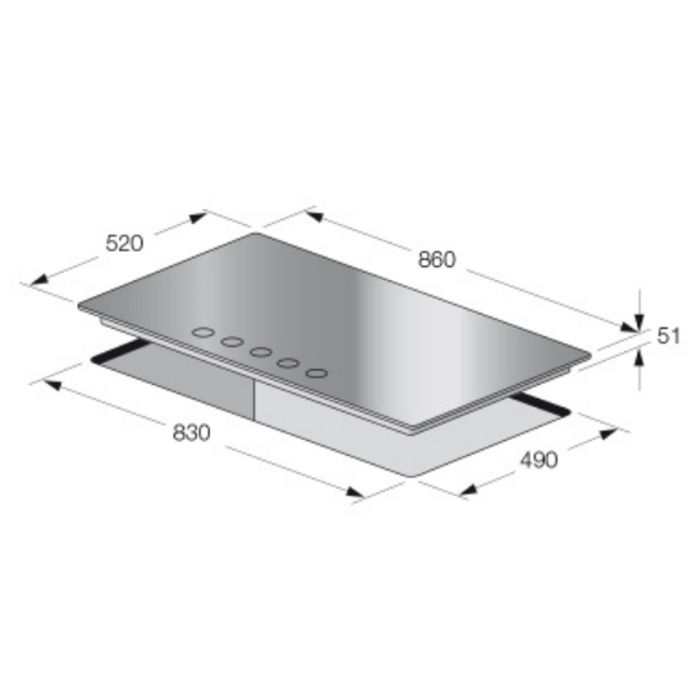 PLAQUE CUISSON FOCUS F40179BS- 5F - 86 CM - NOIR – Image 2