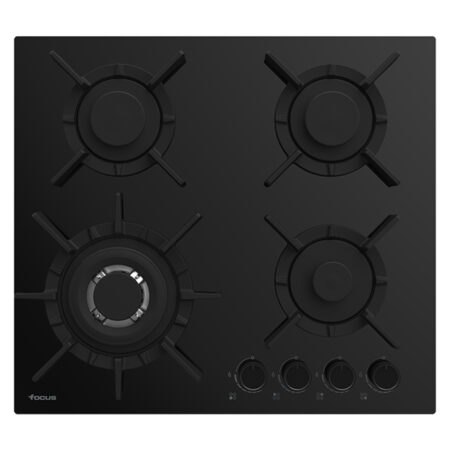 PLAQUE FOCUS F8015BS - 4 FEUX VITRO NOIR 60CM